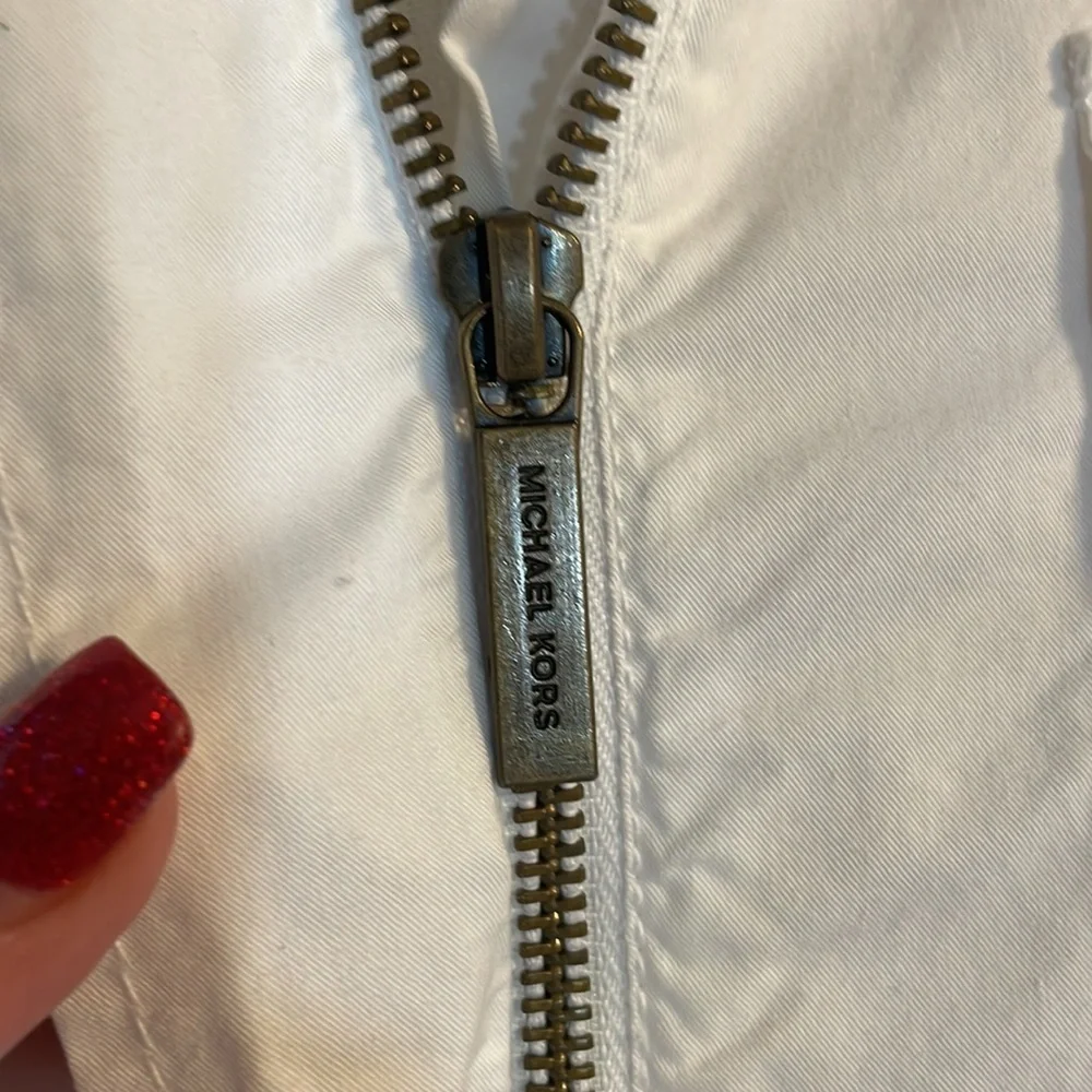 Michael Kors woman’s spring summer white 100% cotton jacket lightweight hood XS